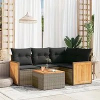 Set Divano da Giardino 5 pz con Cuscini Grigio in Polyrattancod mxl 89816