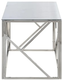 Tavolino salotto argento acciaio inossidabile vetro temperato