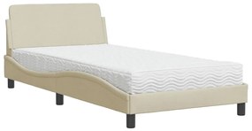 Letto con materasso crema 100x200 cm in tessuto