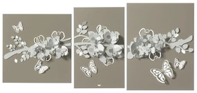 Pannello composto da parete ramo fiorito - Sabbia e bianco marco