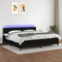 Letto a Molle Materasso e LED Nero 200x200cm in Tessuto 3133423