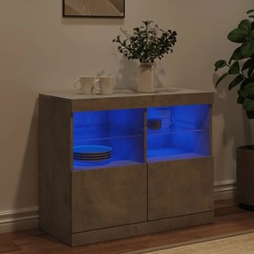 Credenza con luci led grigio cemento 81x37x67 cm