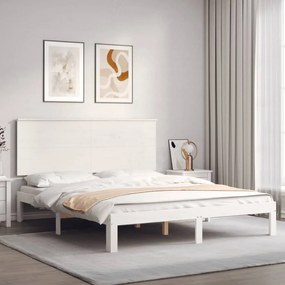 Giroletto con testiera bianco king size in legno massello