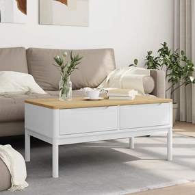 Tavolino floro bianco 99x55,5x45 cm in legno di pino
