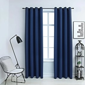 Tende Oscuranti Con Anelli İn Metallo 2 Pz Blu 140x225 Cm /
