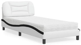 Letto Con Materasso Bianco E Nero 90x190 Cm İn Similpelle /