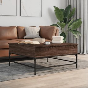 Tavolino Salotto Rovere Marrone 95x95x45 Cm Multistrato Metallo /