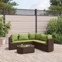 Set Divano da Giardino 6 pz con Cuscini Marrone in Polyrattan 3308398