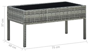 Tavolo da giardino grigio 75x40x37 cm in polyrattan
