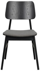 Sedia da pranzo nera con cuscino grigio scuro Nagano - Rowico