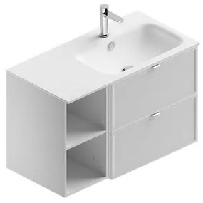 Mobile sottolavabo e lavabo Quadra per vasca a destra bianco in mdf L 90 x H 57 x P 46 cm 2 cassetti