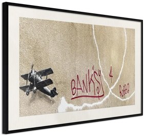 Poster  Banksy: Love Plane  Cornice Quadri Cornice nera con pass-partout, Larghezza x Altezza Home decor 45x30