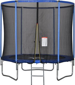Trampolino Tappeto Elastico Ø244x240 cm con Rete e Bordo Imbottito Blu e Nero...