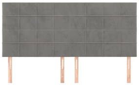 Testiera 4 pz grigio chiaro 90x5x78/88 cm in velluto