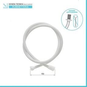 Laccio doccia 150 cm in silicone bianco antitorsione Hidra