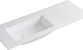Lavabo a incasso rettangolare vasca a sinistra L 120.5 x H 15 x P 46 cm in resina bianco opaco