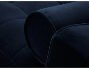 Divano letto angolare in velluto blu, angolo destro Santo - Milo Casa