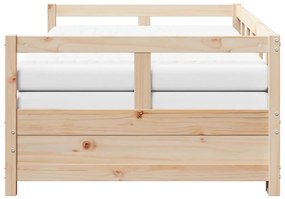 Divano letto con rotelle e materasso 80x200 cm in legno di pino