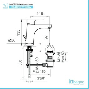Miscelatore Lavabo con Piletta Automatica Inclusa Linea Eco