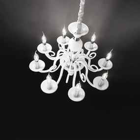 Lampadario Contemporaneo Metallo Bougie Bianco 6 Luci E14 Piccolo