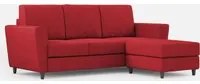 Divano 3 Posti con Pouf 212x155x85 cm Yasel in Tessuto Rosso