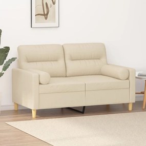 Divano A 2 Posti Con Cuscini Crema 120 Cm İn Tessuto /