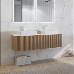 Mobile bagno sospeso 140cm rovere cannettato KDS-140SF - KAMALU