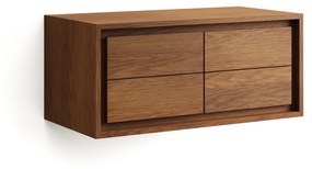 Kave Home - Mobile da bagno Kenta in legno massiccio di teak finitura noce 90 x 45 cm