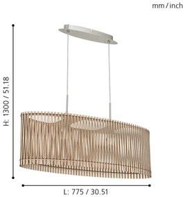 Eglo 96194 - Lampadario SENDERO 2xE27/60W/230V