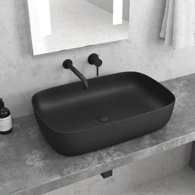 New Line Quadro Lavabo 60x39 Da Appoggio Rettangolare In Porcellana nero Opaco