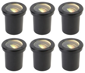 Set di 6 faretti da giardino intelligenti neri orientabili IP65 con LED - Delux