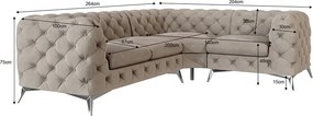 Divano angolare greige (con penisola a destra/a L) con rivestimento in velluto Chelsea – Ropez