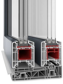 Porta alzante scorrevole, pvc-alluminio, aluplast Aluskin® Premium, Bianco, 2135 x 2010 mm, 2 ante, alzante scorrevole a sinistra, configurazione individuale