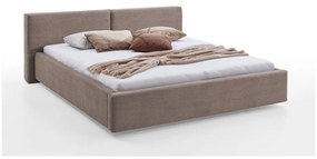 Letto matrimoniale imbottito marrone chiaro con contenitore con rete inclusa 180x200 cm Cube – Meise Möbel