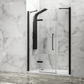 Kamalu - Porta doccia 160cm battente e 2 fissi colore nero | KT6000N
