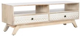 Mobile TV DKD Home Decor Bianco Naturale Legno di mango 130 x 40 x 45 cm