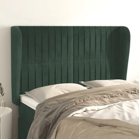 Testiera Ad Orecchio Verde Scuro 147x23x118/128cm İn Velluto /