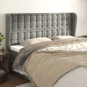Testiera Ad Orecchio Grigio Chiaro 203x23x118/128 Cm İn Velluto /