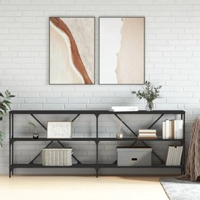 Tavolino Consolle Nero 200x30x75 Cm Legno Multistrato E Ferro /