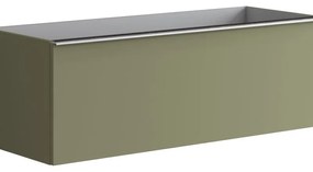 Mobile da bagno sotto lavabo Pixel plain frontale verde salvia e maniglia alluminio brillante laccato opaco L 120 x H 40 x P 45.5 cm 2 cassetti, lavabo non incluso