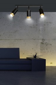 Lampadario da Soffitto in Acciaio HIRO 3 Nero Oro 3xGU10