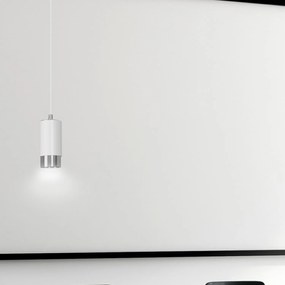 Sospensione Moderna 1 Luce Ivar A Cilindro In Acciaio Bianco E Cromo