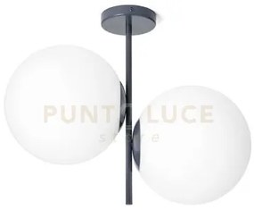 Jugen lampadario soffitto 2 luci vetro bianco montatura ottanio att...