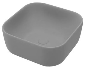 Lavabo da appoggio Kros quadrato in ceramica L 39 x H 14 x P 40 cm grigio