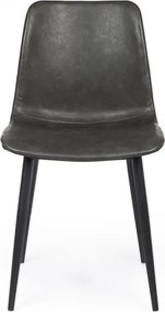 Sedia Da Interno In Ecopelle Antracite Vintage Senza Braccioli Kyra Bizzotto - 4 Pz