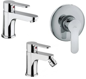 Paffoni blu set miscelatori lavabo bidet con scarico automatico e doccia 1 uscita cromo