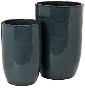 Vaso 52 x 52 x 80 cm Ceramica Azzurro (2 Unità)