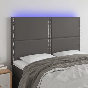 Testiera A Led Grigio 144x5x118/128 Cm İn Similpelle /