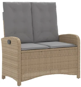 Set da pranzo da giardino 2 pz con cuscini beige in polyrattan