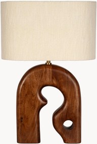 Lampada da tavolo in legno di acacia con paralume in lino Leclerc